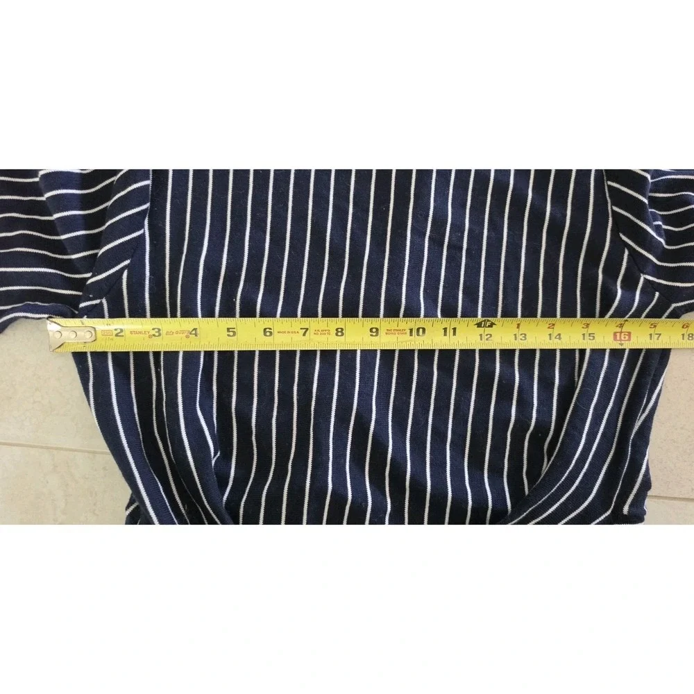 Brooks Brothers Navy Pinstripe Sweater Belted Preppy Old Money Supima Cotton‎ M